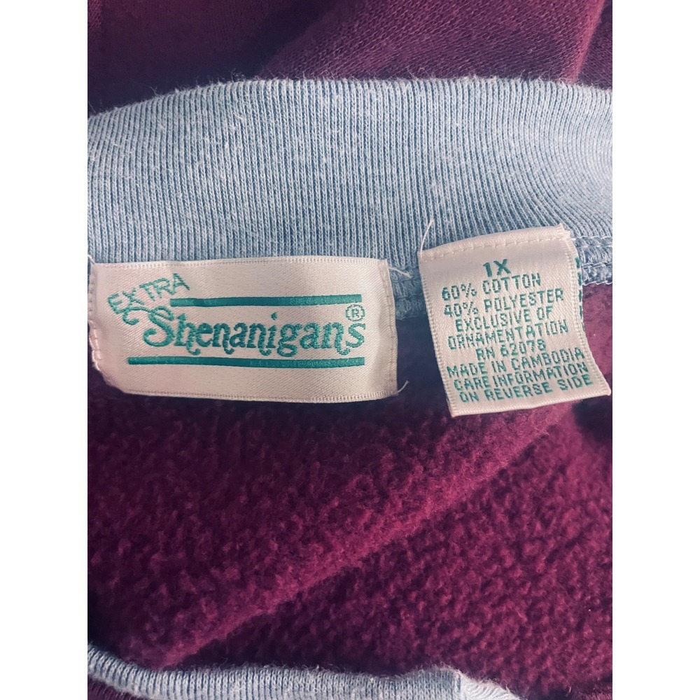 Vintage Embroidered Jog Set Size 1X Straight Leg Wine Cottagecore Fall Cozy Warm - Picture 7 of 15
